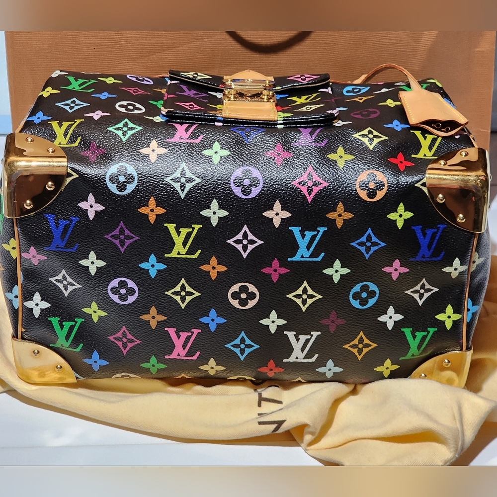 Authentic Loui Vuitton Black Multicolor Speedy 30 - Picture 5 of 15